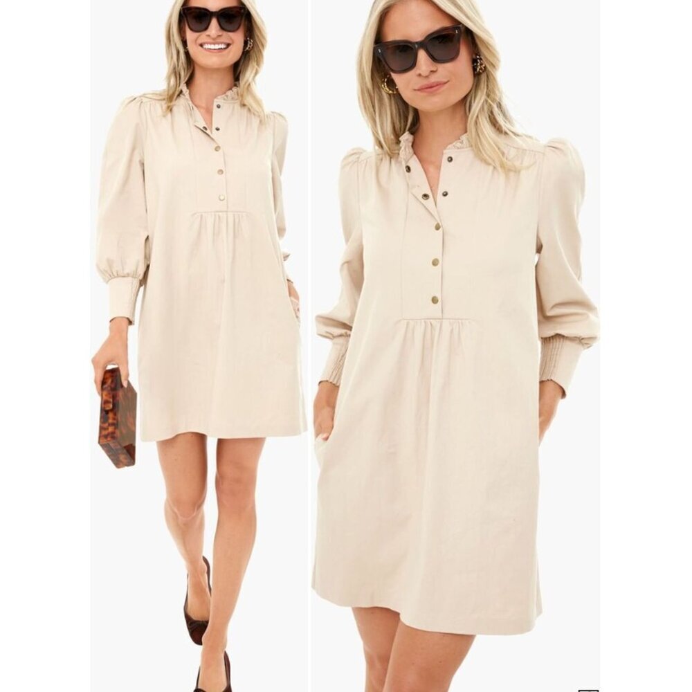 Tuckernuck Pomander Place Khaki Claiborne Dress Long Sleeve Mini Size XXL